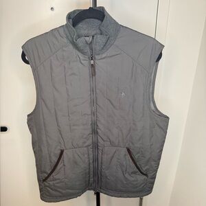 Ralph Lauren Polo Golf Grey Vest w/ Brown Leather Trim - Size Medium